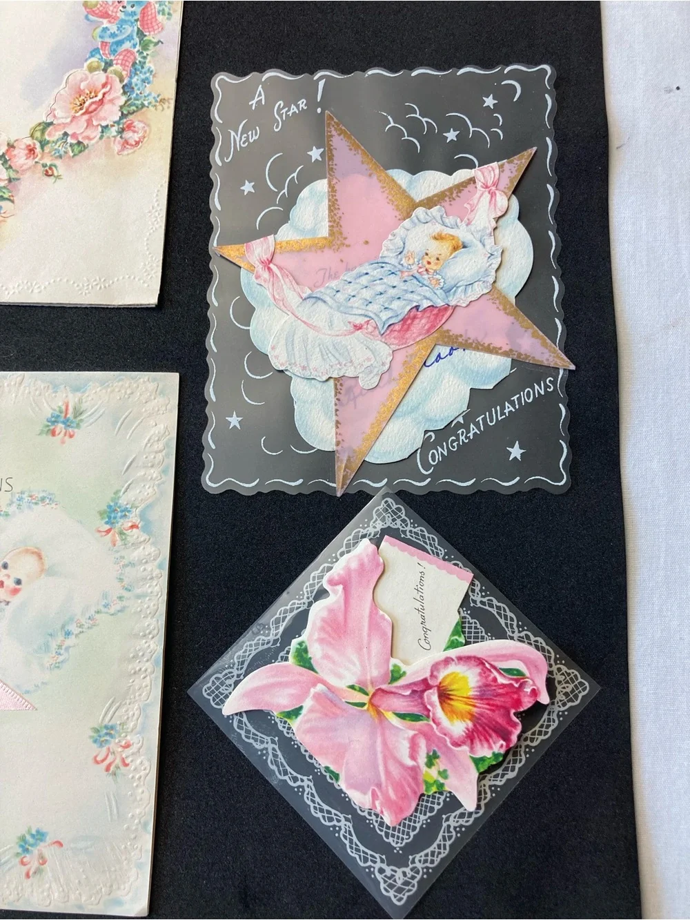 Vintage 1950's New Baby Greeting Card Assortment - Pink & Blue
